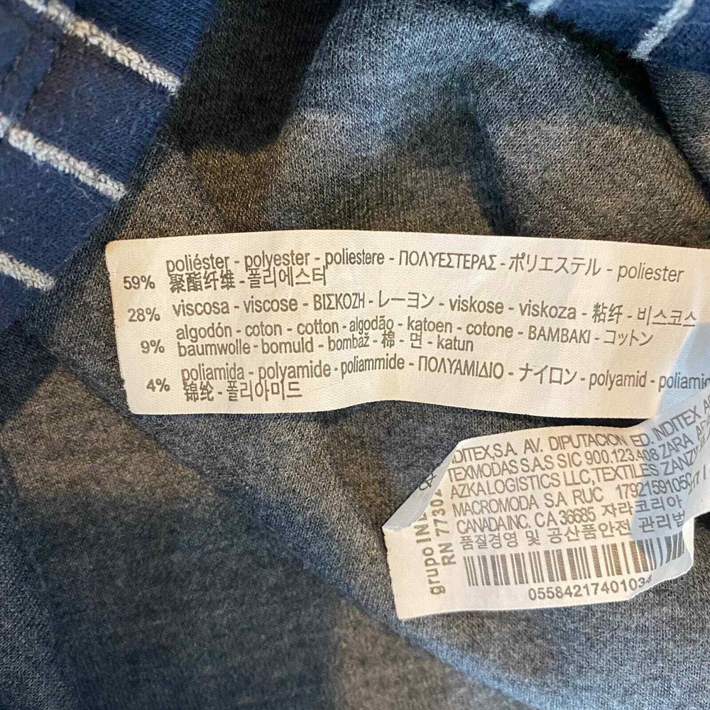 ZARA Shift Dress Womens Medium Blue Gray Pinstripe Knit Pullover - Picture 7 of 11